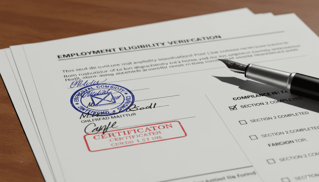 Completed I-9 forms meeting federal compliance standards