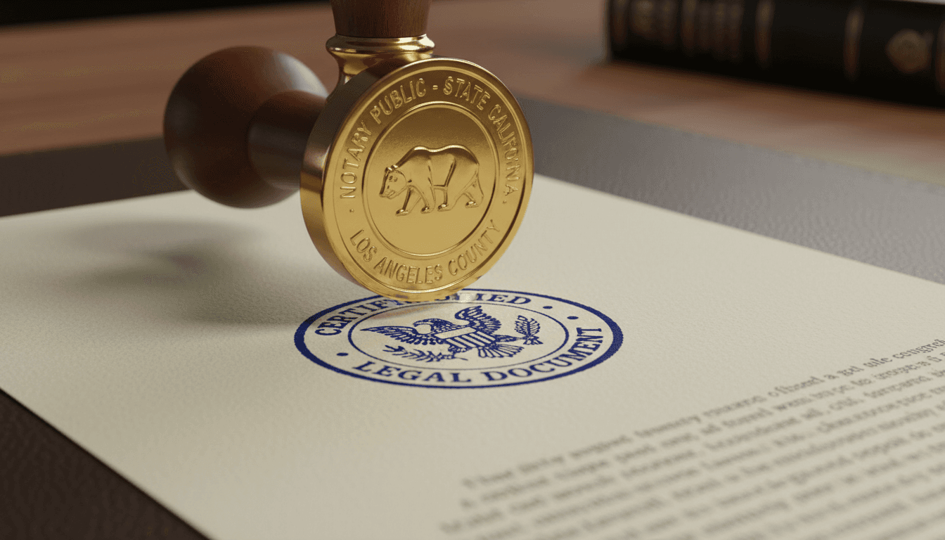Official apostille stamp being applied to document